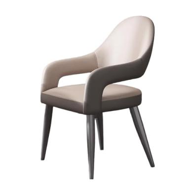 Imagem de CFGH6FDF Cozinha Moderna Sala de Jantar Cadeiras de Braço de Couro Sintético com Assento Acolchoado, Braços, Encosto e Pernas de Metal Sala de Jantar (Cinza)