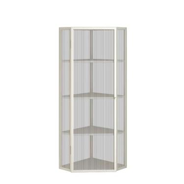 Imagem de Armário de armazenamento triangular montado na parede para banheiro e cozinha - armário de canto de porta de vidro, rack de parede que economiza espaço, organizador de parede elegante (A,3)