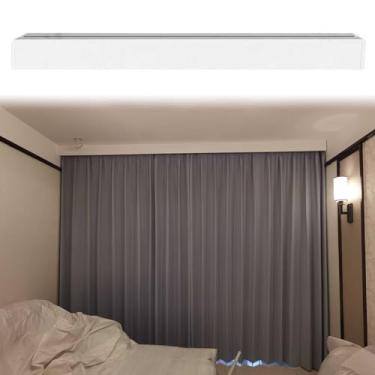 Imagem de Varões de cortina decorativos para janela interna do quarto, postes de trilho de cortina branca suporte de teto, capa de pelmet de trilho divisor de sala, 1-7 m de comprimento (330 cm)