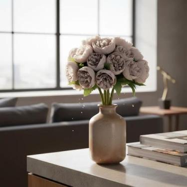 Imagem de Buquê Peônia Flor Artificial Para Decoração Realista Festa Cor:Lilás -