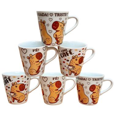 Imagem de Kit Jogo 6 Canecas 120ml Capivara - Porcelana