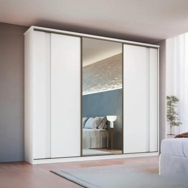 Imagem de Guarda Roupa Casal com Espelho 3 Portas de Correr em MDF Duque New Moveis Castro