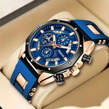 Imagem de Relógio Masculino RCLOK Quartzo Aço Inoxdavél Pulseira de Silicone - -