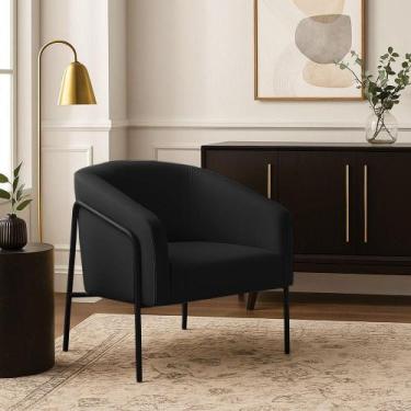 Imagem de Poltrona Sala Industrial Alta Preto Stella Veludo D03 - D'rossi Preto