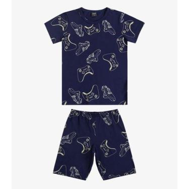 Imagem de Pijama Infantil Camiseta e Bermuda Select Azul, 10, Azul