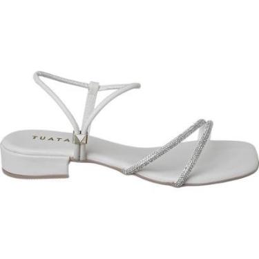 Imagem de Sandália Feminina Salto Baixo Grosso Bloco Tira Stras Brilho-Feminino