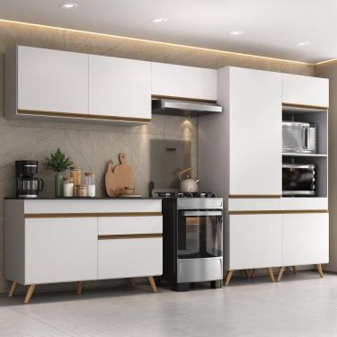 Imagem de Armário Cozinha Modulada Completa 314cm com Balcão Veneza Multimóveis MP3758
