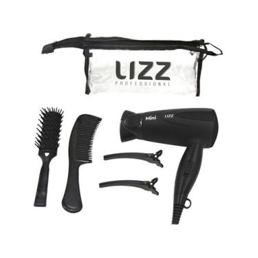 Imagem de Secador De Cabelo Dobrável Lizz Mini Preto 1200W Bivolt, Preto, Bivolt