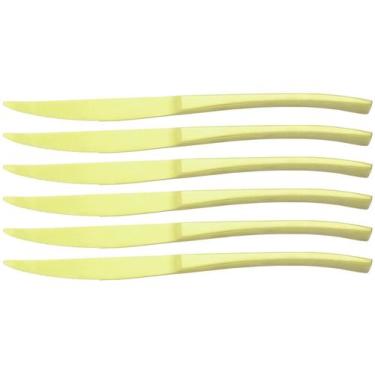 Imagem de 6 Facas para Mesa de Aço Inox Berna Champanhe Fosco - Wolff