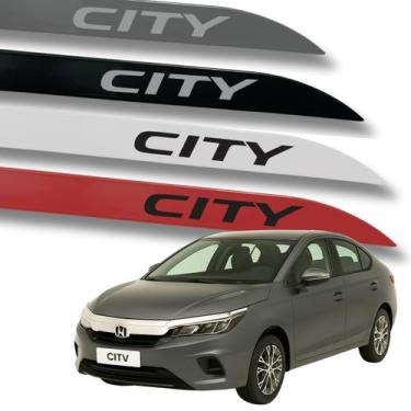 Imagem de Jogo Friso Slim Lateral Honda City Original com Grafia Cores, Branco E