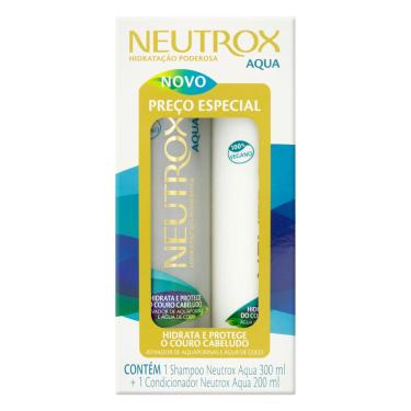 Imagem de Kit Shampoo 300ml Condicionador 200ml Neutrox Aqua Hidratação Intensa Água de Coco