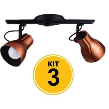 Imagem de Kit com 3 Spot Trilho Direcionável Octa 2 Plus Cobre Pronto para Insta