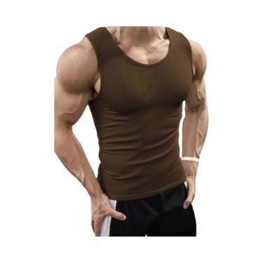 Imagem de Camiseta Sem Mangas De Verão Para Homens Com Listras, Top De Treino O-