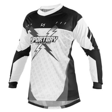 Imagem de Camisa Motocross Enduro Racing X Sportbay - Pro Tork, Branco, Preto, G