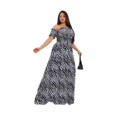Imagem de Vestido longo cigana com elastex de tecido viscolinho - SP STORE, Zebr