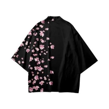 Imagem de Yukata Unissex Com Estampa De Sakura, Kimono Japonês Harajuku, Roupa A