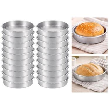 Imagem de Kit 20 Formas Para Assar Pão De Brioche Hambúrguer 11,5x2,5cm Alumínio