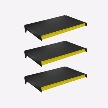 Imagem de Kit 3 Bandejas Prateleiras 40x91 P/gôndola New Plus Preta Porta Etiquetas Amarelo - Sa...