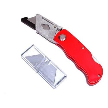 Imagem de Estilete Profissional Dobrável Trapezoidal Leve Corpo Em ABS Troca Ráp
