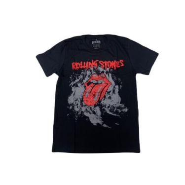 Imagem de Camiseta Rolling Stones Banda de Rock Logo Língua Bof5030 RCH, Preto, 