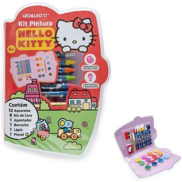Imagem de Kit de Pintura Infantil Leo & Leo Cores Personagens Hello Kitty 24 Peças Estojo Completo para Colorir