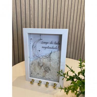 Imagem de Quadro Porta-chave Sal Grosso Filtro dos Sonhos 15x20 Branco para Organização e Proteção Decorativa Enxovais