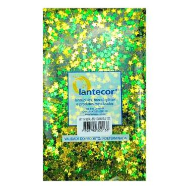 Imagem de Lantejoula Estrelinha Metalizada Brasil Verde e Amarelo Pacote 100g - 