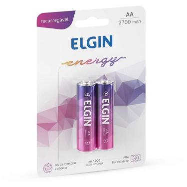 Imagem de Pilha Recarregável Elgin AA 2700MAH 1.2V com Até 1000 Recargas Blister com 2 Unidades