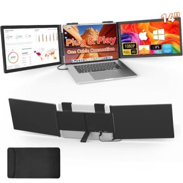 Imagem de Monitor HotYeah 14" FHD Duplo com Fio, Sem Fio, USB-C e HDMI