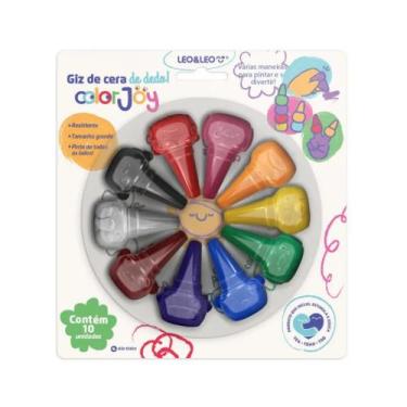 Imagem de Giz de Cera Encaixa no Dedo color joy - blister c/ 10 cores Leo&Leo Le