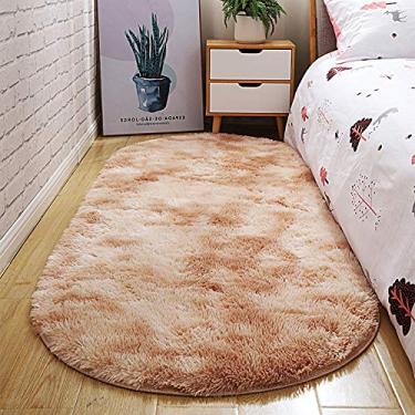Imagem de Tapete macio para sala de estar, antiderrapante, lavável, fofo, quarto, salsicha, oval, tie-dye para sala de estudos, quarto infantil, ioga, camelo, 60160 cm