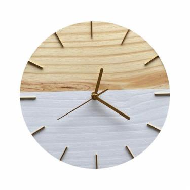 Imagem de Relógio De Parede Minimalista Branco E Dourado 28cm - Edward Clock