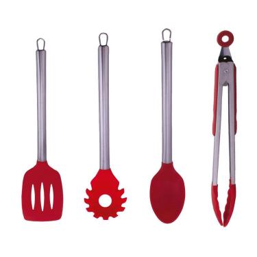 Imagem de Kit Silicone Colher, Colher p/ Espaguete, Espátula e Pegador