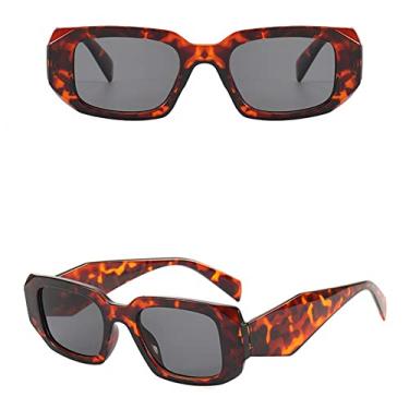 Imagem de Small Polygon Rectangle Women Sunglasses Fashion Retro Square Sun Glasses Men Classic White Glasses Shades UV400,4,Leopard,Gray,china