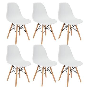 Imagem de Kit 6 Cadeiras Charles Eames Eiffel Wood Design Branca Preta Cinza Out