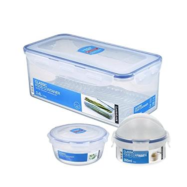 Imagem de Kit 3 potes herméticos porta salada saladeira com grade + porta cebolas + pote para molhos Lock&Lock