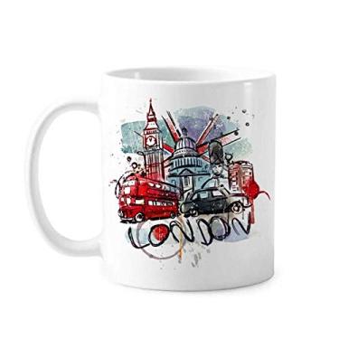 Imagem de London Bus Big Ben UK Caneca Aquarela Cerâmica Café Porcelana Utensílios de Mesa