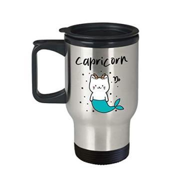 Imagem de Caneca de viagem Capricórnio - Caneca do zodíaco Capricórnio - Presentes de astrologia - Copo isolado de 400 ml