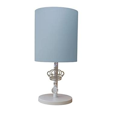 Imagem de Abajur Infantil Coroa Base Branca Cúpula Azul bebê 20x43