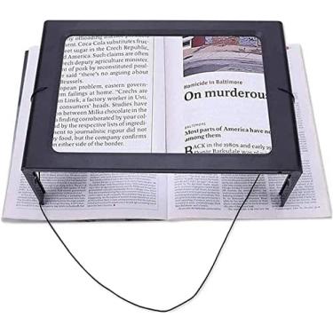 Imagem de Lupa 3X Retangular A4 Lupa De Leitura De Página Inteira, Lupa Grande Dobrável Para Pendurar Mãos-livres Com 4 Luzes LED, Auxílio De Leitura Perfeito Para Idosos,incomparable123
