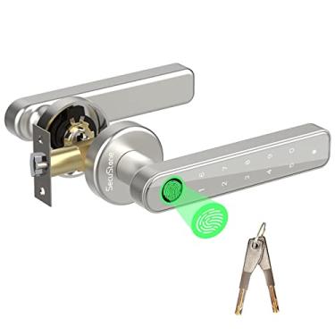 Imagem de Secustone Smart Lock - Maçaneta de porta de entrada sem chave com senha, impressão digital, chaves - quarto, apartamento, escritório - prata