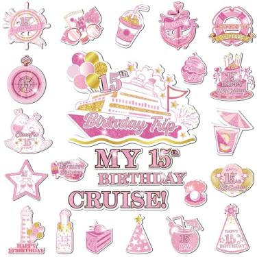 Imagem de Decorações de ímãs de porta de cruzeiro de 15º aniversário, ouro rosa, feliz aniversário de 15 anos, decoração de porta de navio de cruzeiro, magnético, para meninas de 15 anos, artigos de festa de