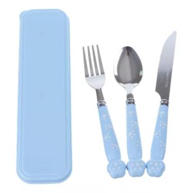 Imagem de Jogo De Talheres Faqueiro Inox Patinhas C/Estojo Cozinha (Azul)