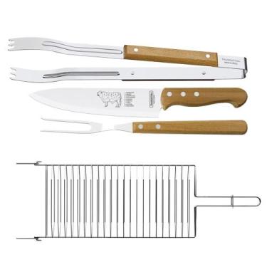 Imagem de Jogo para Churrasco Dynamic com Grelha Inox 31x19 Carne Peixe Frango T