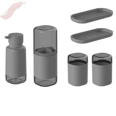 Imagem de Conjunto Lavabo Banheiro Completo 6 Peças Com Porta Escovas Porta Sabo