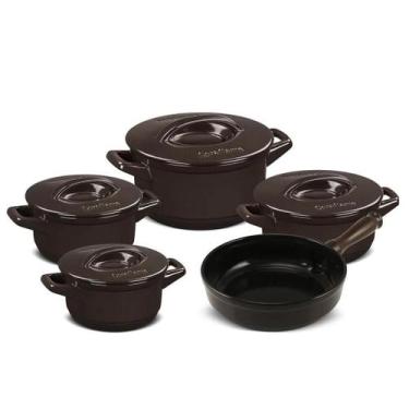 Imagem de Jogo de Panelas Em Cerâmica Duo+ Smart Com 5 peças Ceraflame, Chocolat