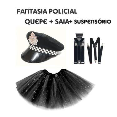 Imagem de Fantasia Feminina Policial Cap Saia de tule e Suspensório - Em Fantasy
