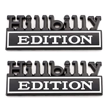 Imagem de CARRUN 2 peças Hillbilly Edition Emblema lateral traseira capô porta porta-malas 3D decalque adesivo adequado para caminhão SUV (Hillbilly, preto branco) (edição CR)