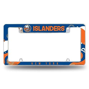 Imagem de Rico Industries NHL Hockey New York Islanders Wave 30,48 cm x 15,24 cm cromado moldura de placa automotiva para carro/caminhão/SUV