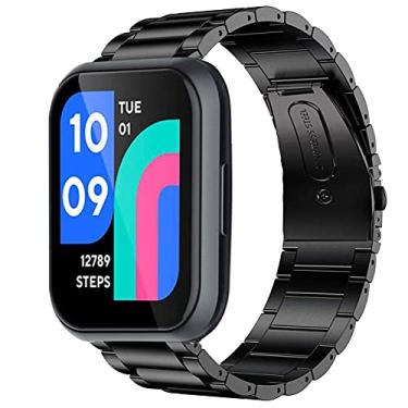 Imagem de Compatível com relógio Wyze de 47 mm, pulseira de substituição de metal de aço inoxidável de liberação rápida Lamshaw compatível com relógio inteligente Wyze de 47 mm (preto)